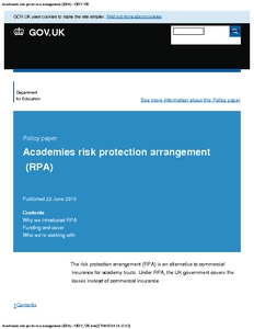 Academies risk protection arrangement (RPA) - Digital Education ...