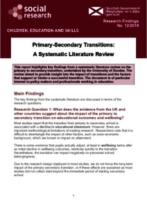 primary secondary transitions a systematic literature review