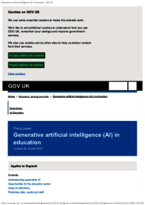 Generative artificial intelligence (AI) in education : Updated 26 ...