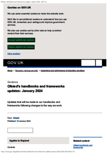 Ofsted's handbooks and frameworks updates: January 2024 : Updates that ...