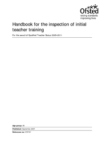 Handbook for the inspection of initial teacher training for the award ...
